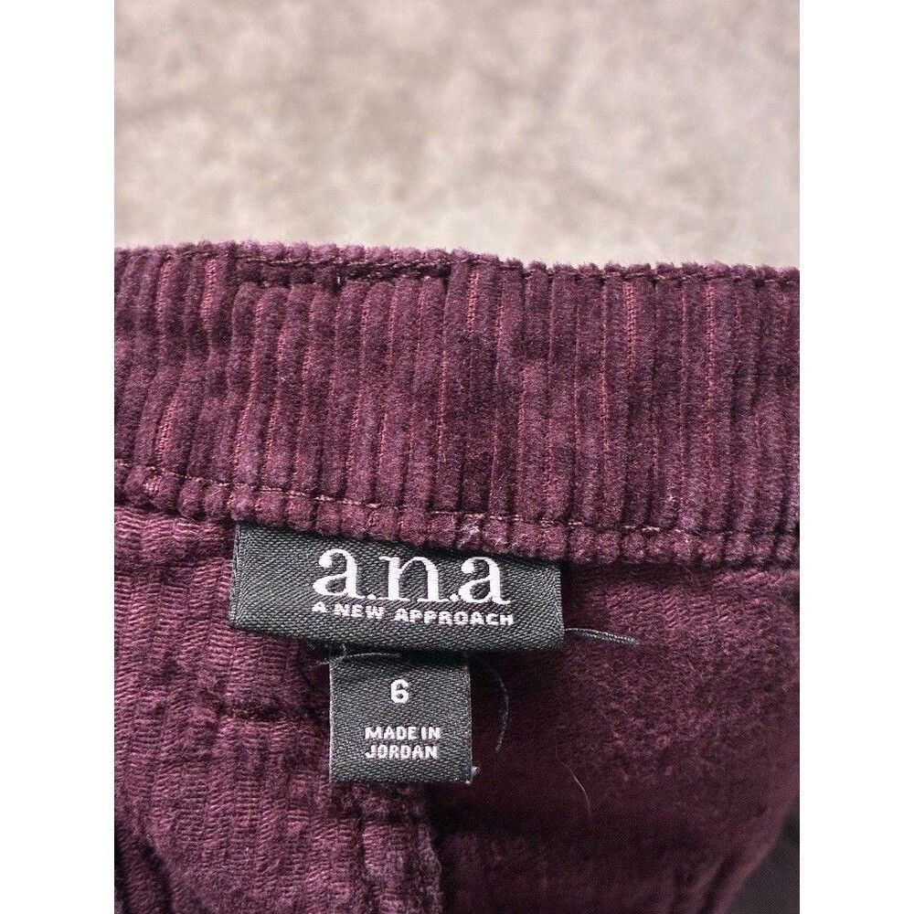 a.n.a A New Approach Women’s Size 6 Burgundy Corduroy Wide Leg Pants Cotton - Picture 2 of 8